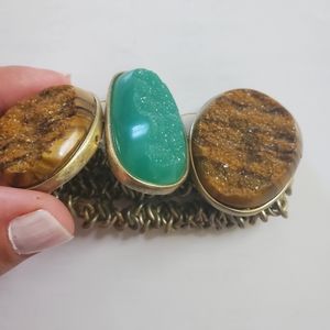 Stretchy 3 big stones bracelet women's